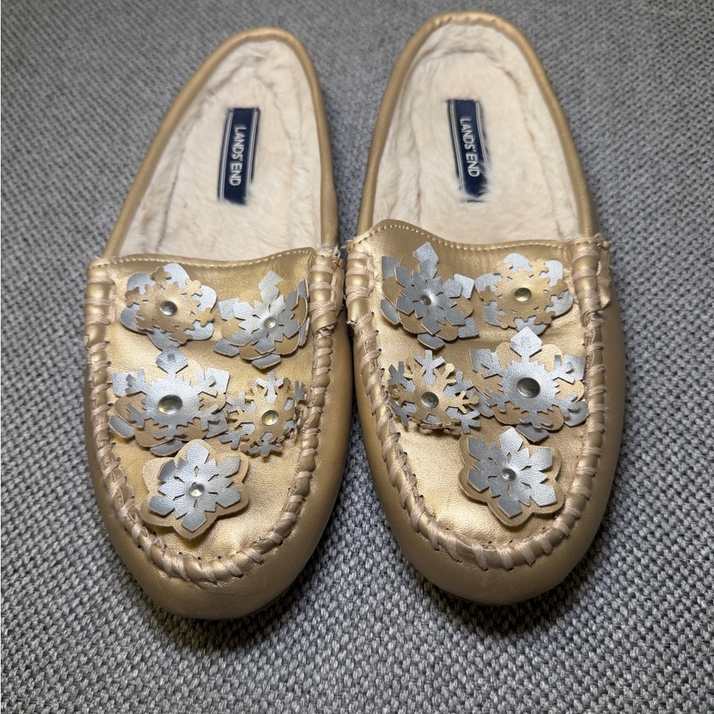 Lands' End Gold and Silver Women's Slippers